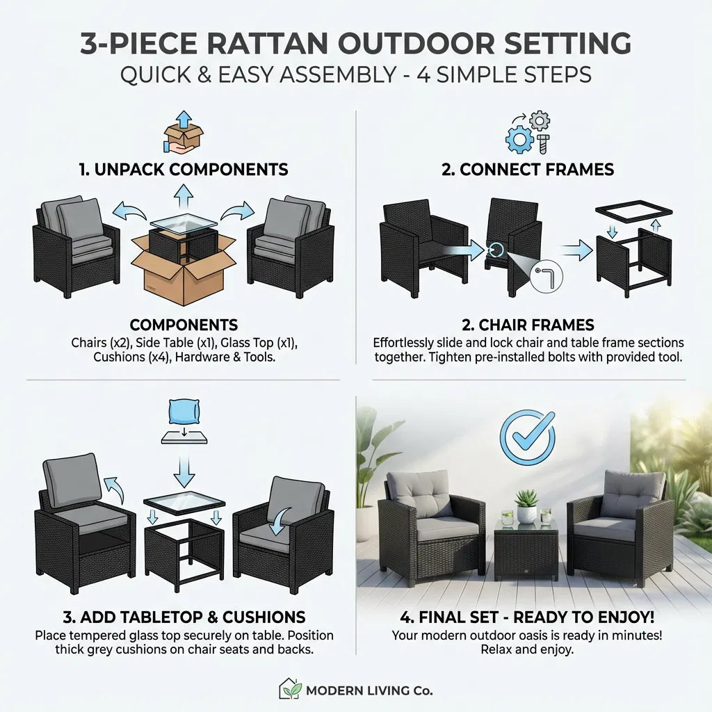 Rattan Lounge Set – Weatherproof Comfort, Style Made Easy