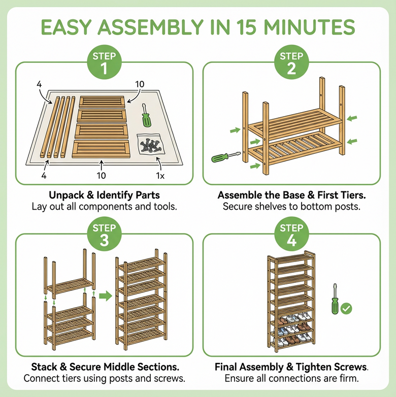 10-Tier Shoe Rack – Maximise Space, Keep Every Pair Organised