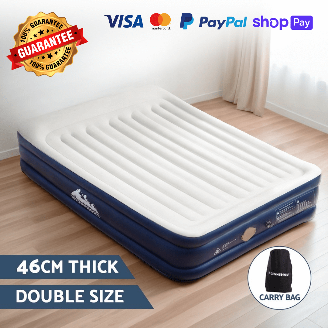 Durable air mattress with built-in pump ā Comfortable and supportive design, ideal for home use and camping.