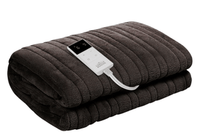 Plush heated blanket with digital controller, folded and ready for use