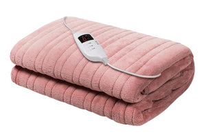 Soft pink electric heating blanket with a digital control panel
