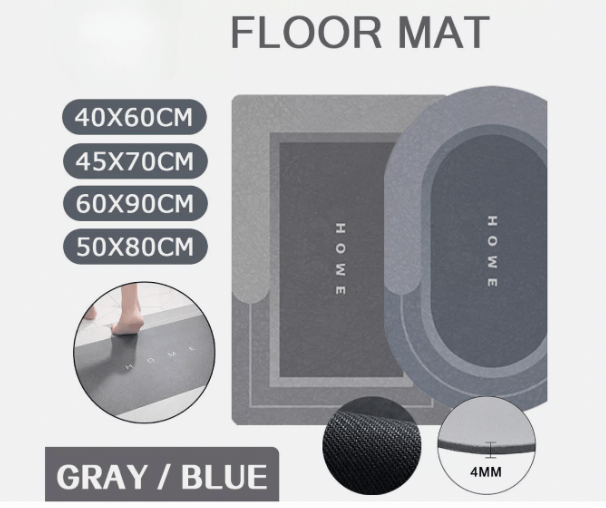 Non-slip bamboo bath mat with ultra absorbent design and quick-dry technology