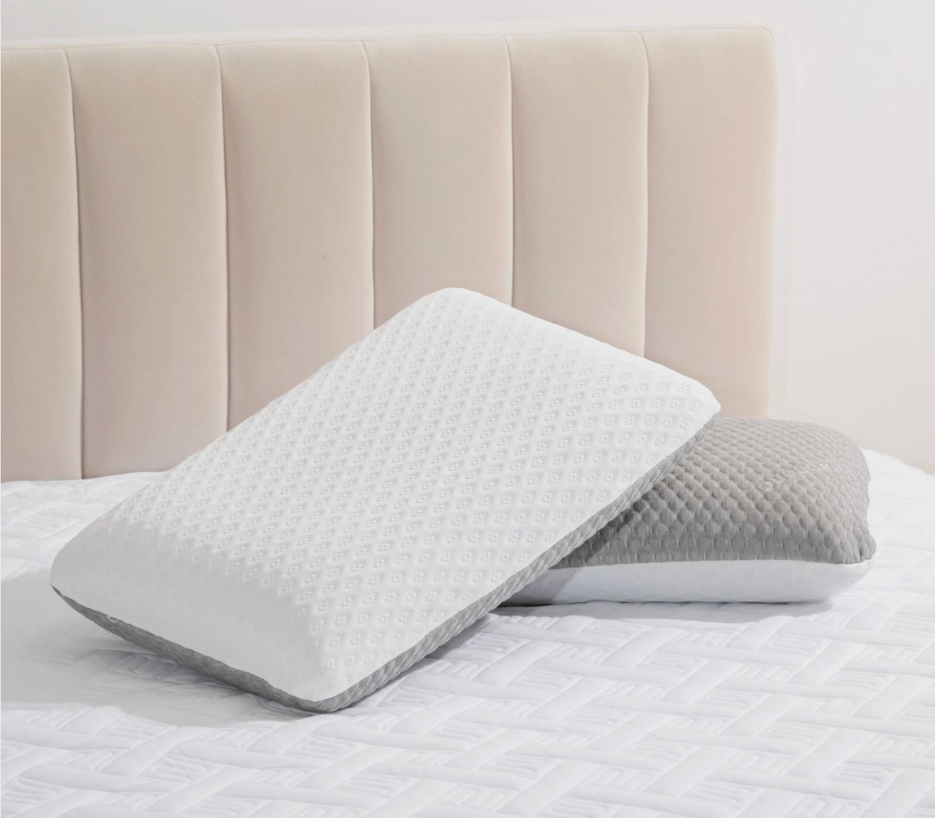 cooling pillow with white washable cover