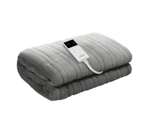 Grey electric heated blanket with digital controller