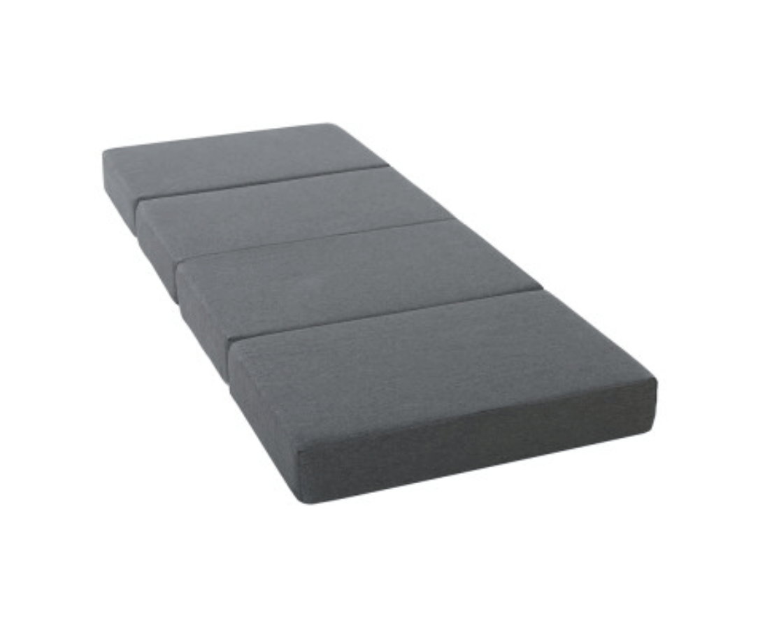 Durable foldable foam mattress in dark grey – Ideal for guest beds, travel, and space-saving storage.
