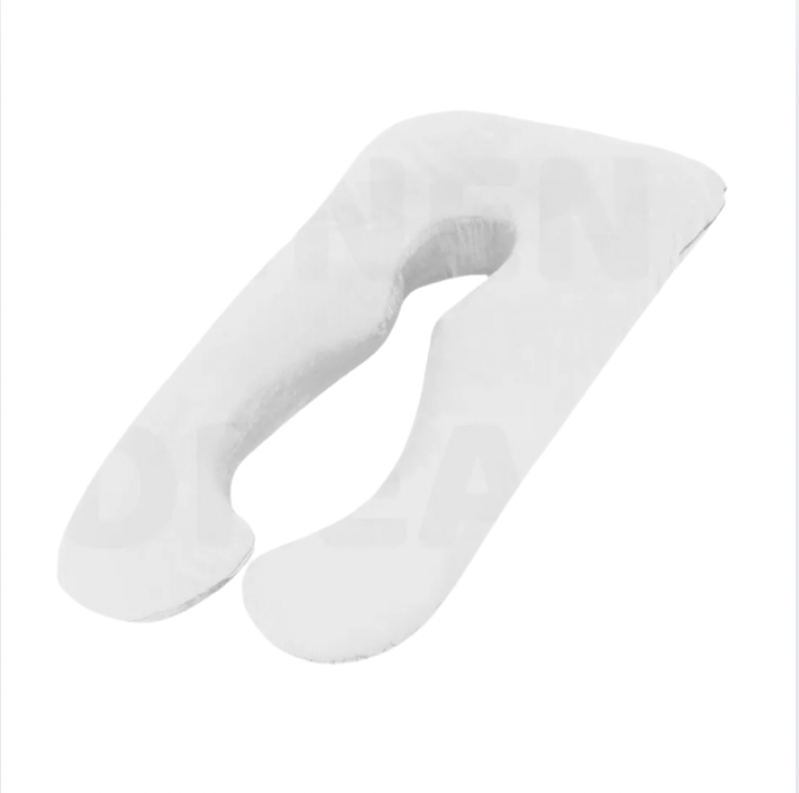 White U-shaped pregnancy pillow for full body and belly support