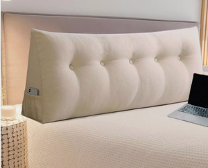 headboard pillow close-up soft tufted texture