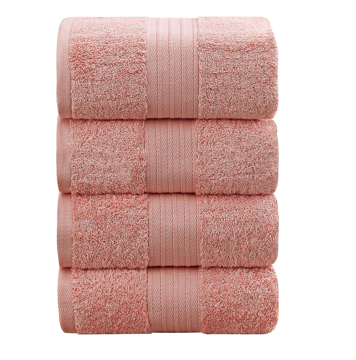 pink towels stacked soft bathroom set