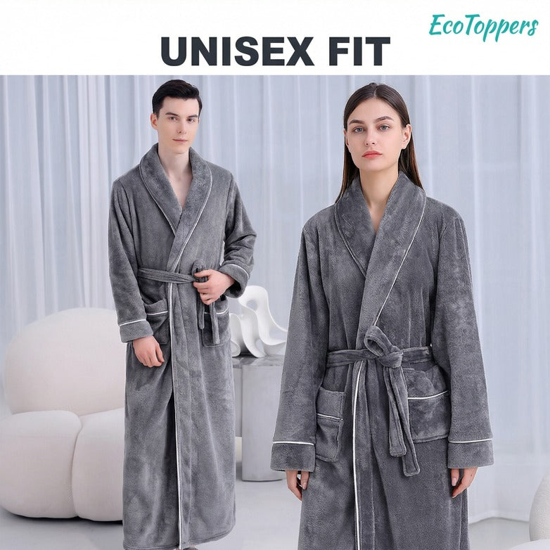 Fleece Dressing Gown – Stay Warm All Night, Unisex Plush Long Robe