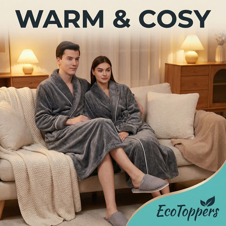 Fleece Dressing Gown – Stay Warm All Night, Unisex Plush Long Robe