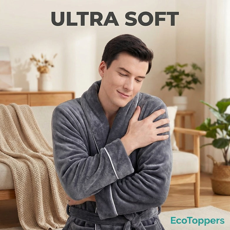 Fleece Dressing Gown – Stay Warm All Night, Unisex Plush Long Robe