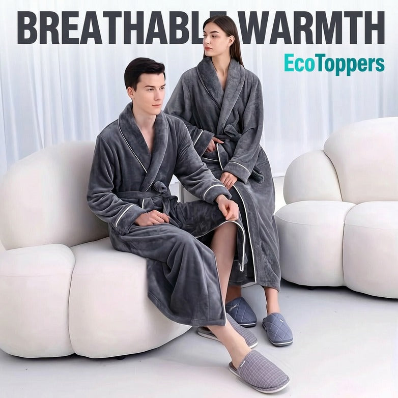 Fleece Dressing Gown – Stay Warm All Night, Unisex Plush Long Robe