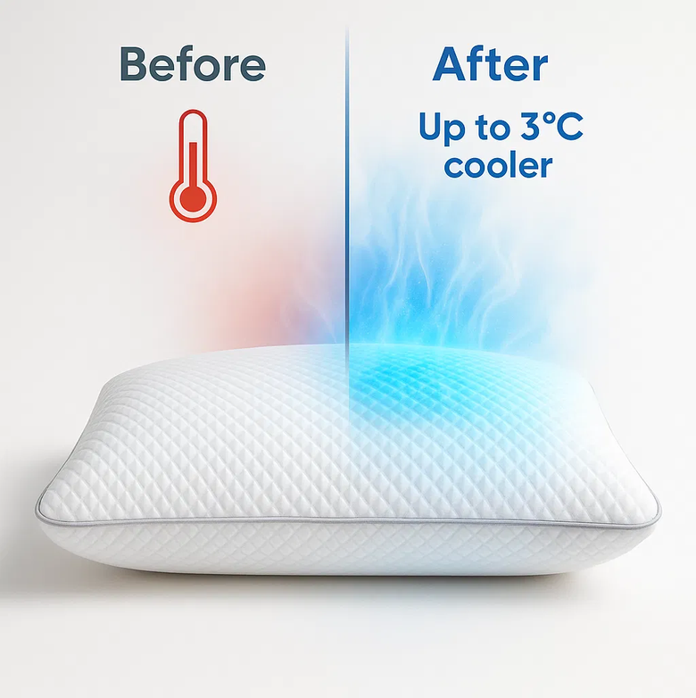 cooling pillow before and after cooling effect comparison
