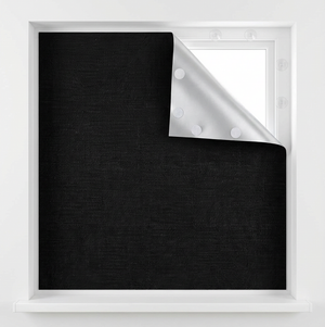 blackout blinds fabric close-up showing black layer and silver thermal coating blockout blinds