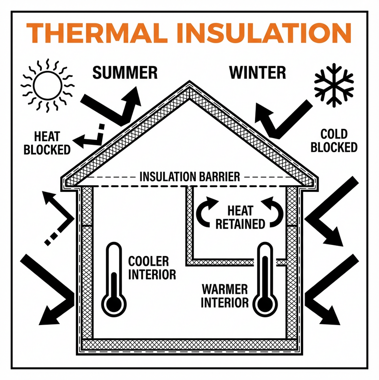 blockout blinds thermal insulation diagram for heat and uv protection