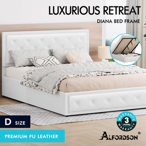 LED Gas Lift Bed - Clear Bedroom Clutter, Customise Ambience Lighting Fast
