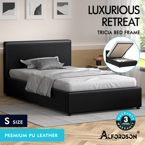LED Gas Lift Bed - Clear Bedroom Clutter, Customise Ambience Lighting Fast
