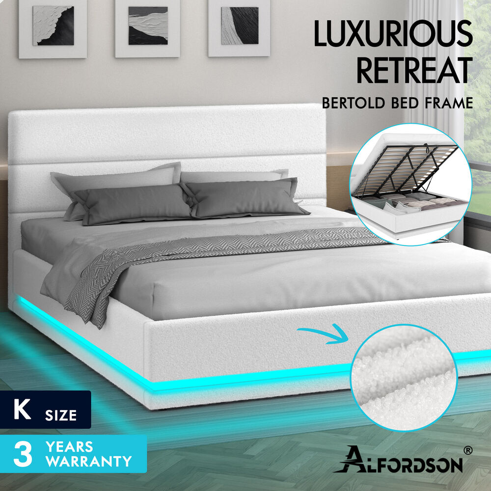 LED Gas Lift Bed - Clear Bedroom Clutter, Customise Ambience Lighting Fast