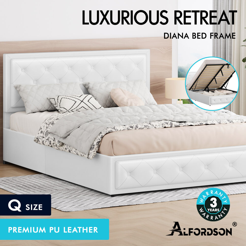 LED Gas Lift Bed - Clear Bedroom Clutter, Customise Ambience Lighting Fast