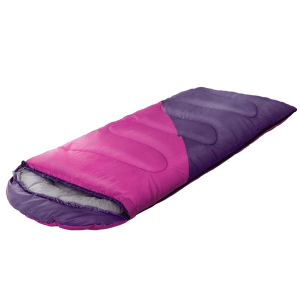 Comfortable and stylish sleeping bag in purple and pink – Lightweight and warm, perfect for camping and sleepovers