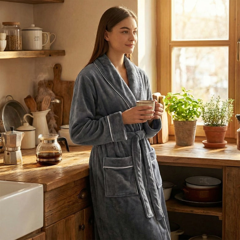 Fleece Dressing Gown – Stay Warm All Night, Unisex Plush Long Robe