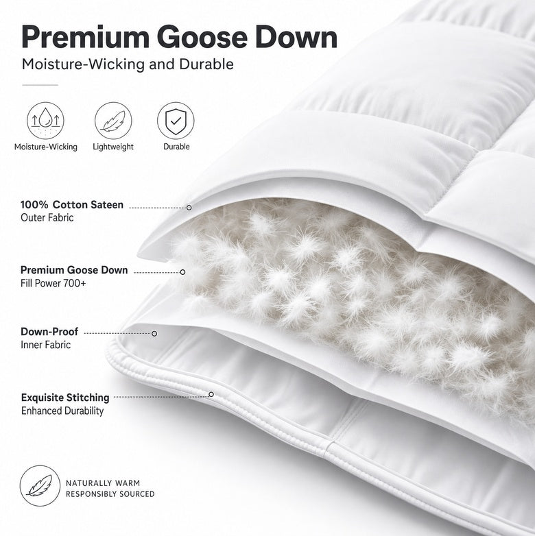Goose Down Quilt  – Lightweight Warmth, Hotel-Style Comfort