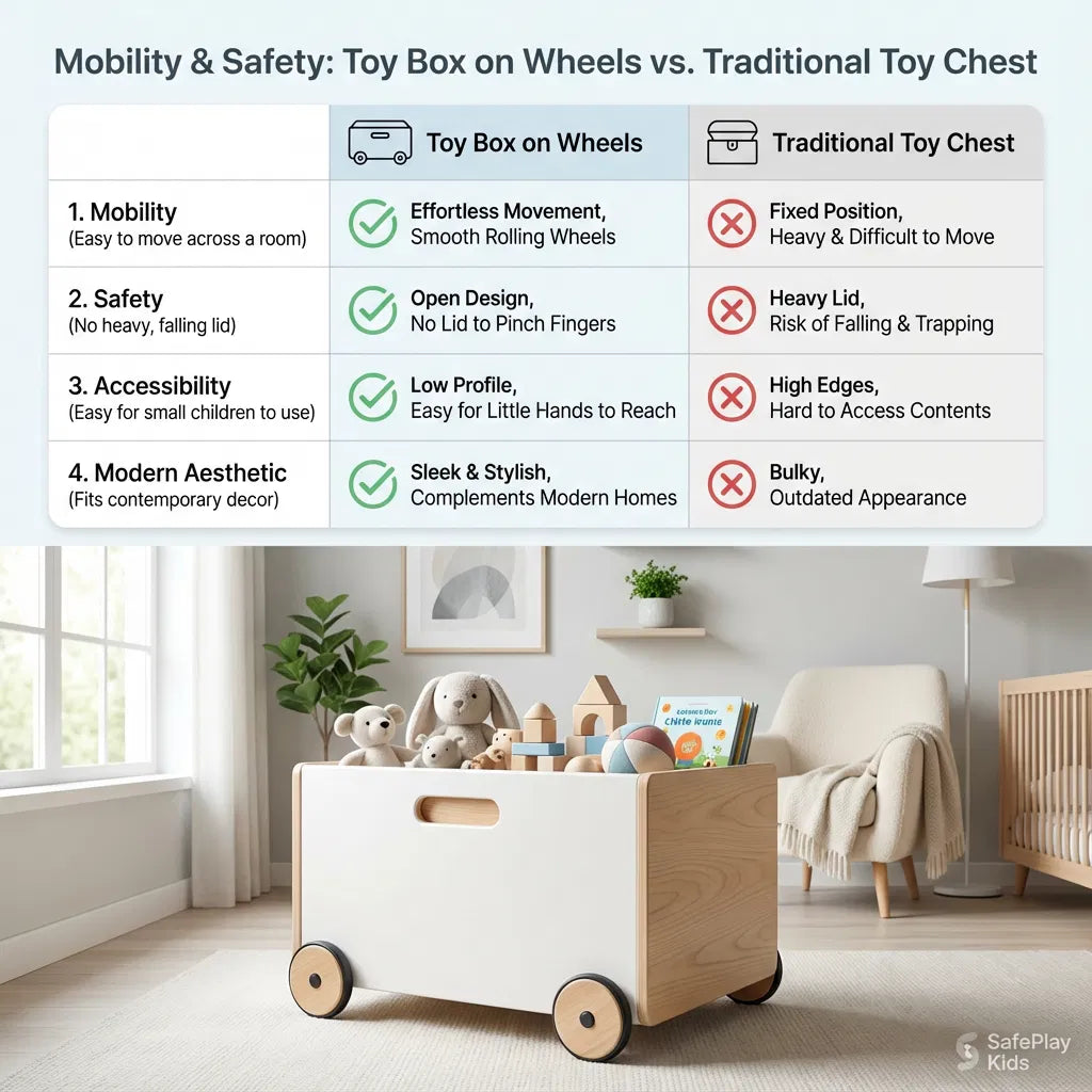 Toy Box on Wheels –  Toy Chest, Tidy Faster, Move With Ease