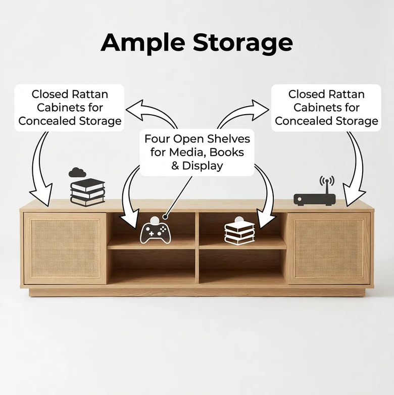 Rattan TV Unit  – Elevate Your Space, Organise With Ease