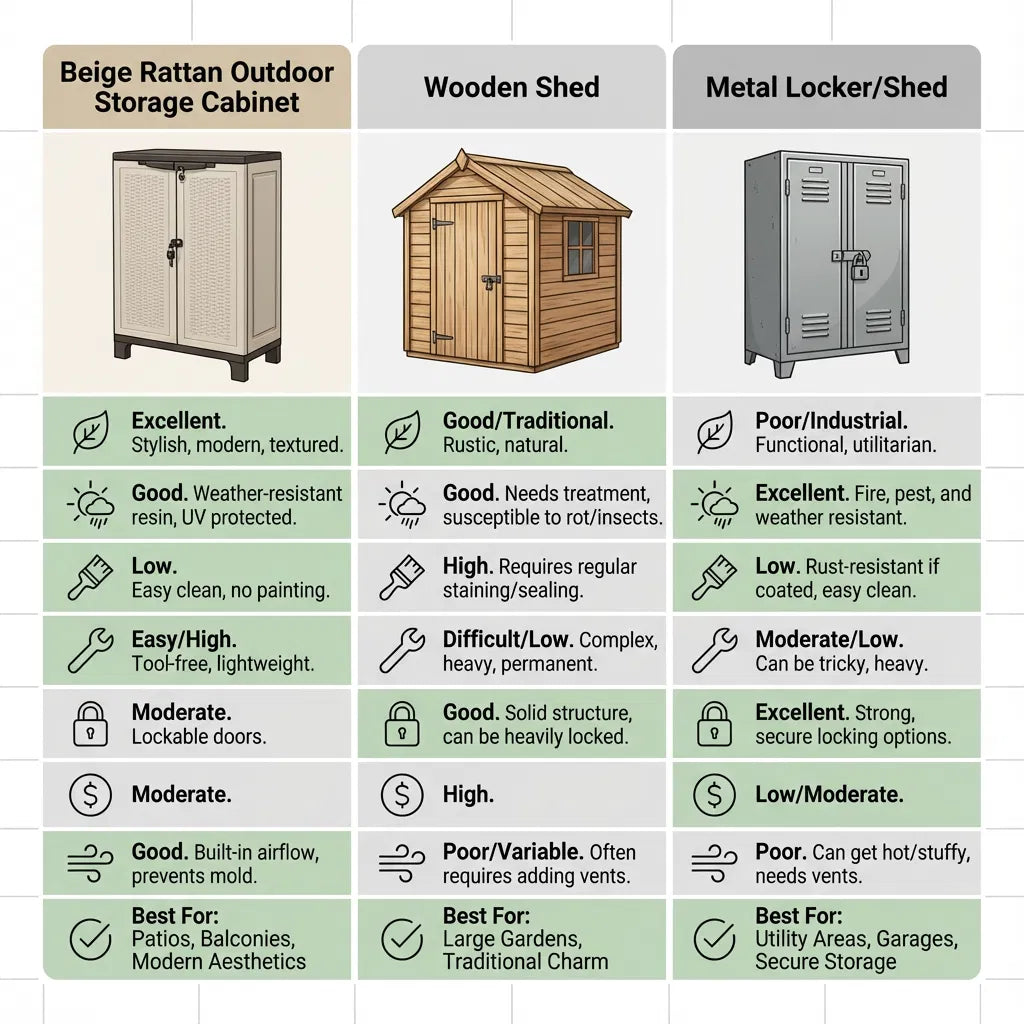 Rattan Outdoor Cabinet – Stylish Outdoor Storage, Declutter Instantly