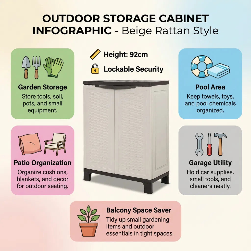 Rattan Outdoor Cabinet – Stylish Outdoor Storage, Declutter Instantly