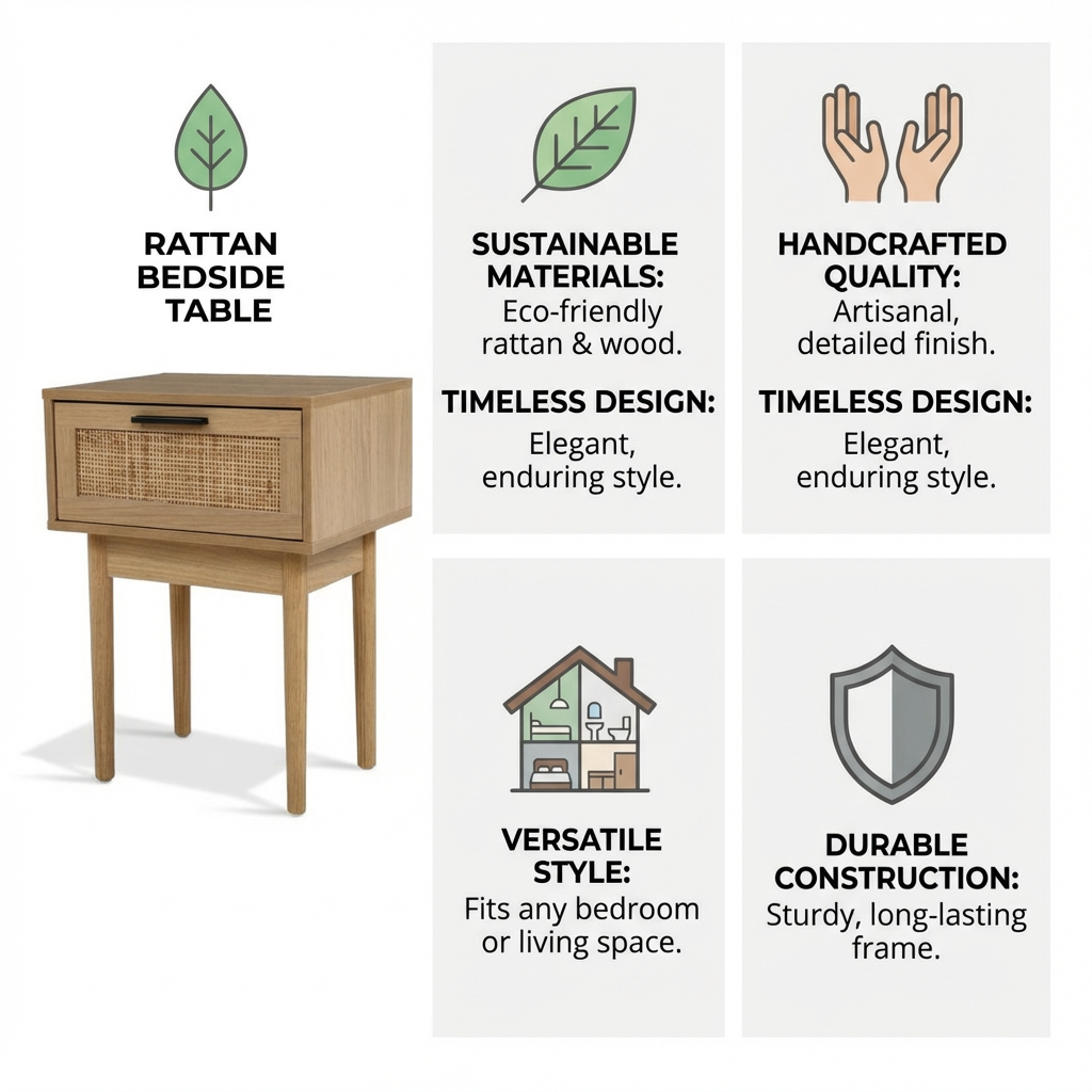 Rattan Bedside Table  – Add Natural Style, Maximise Storage Space
