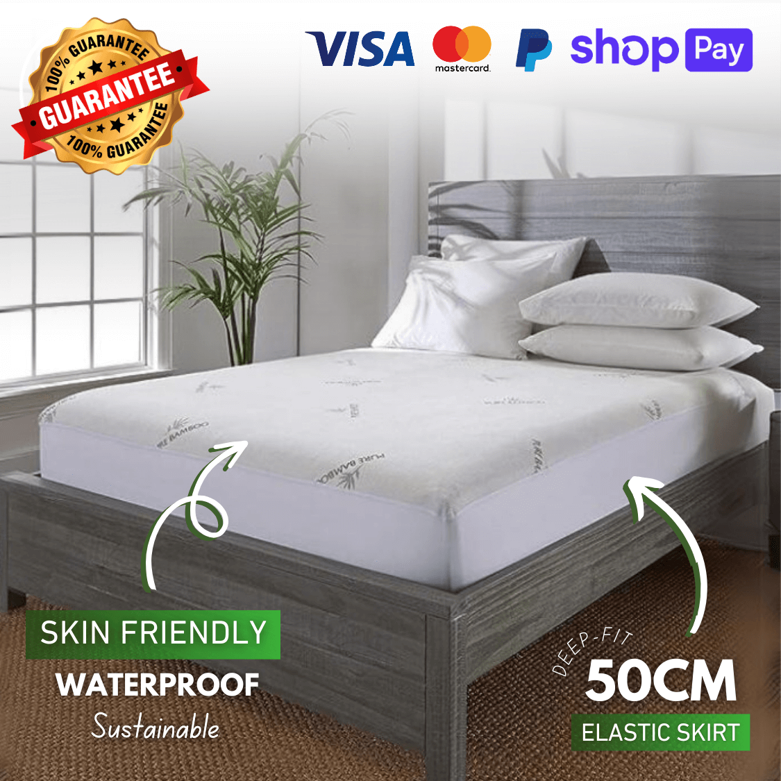 Luxury bamboo mattress protector for ultimate comfort – Waterproof and breathable protector designed to keep your bed fresh and clean