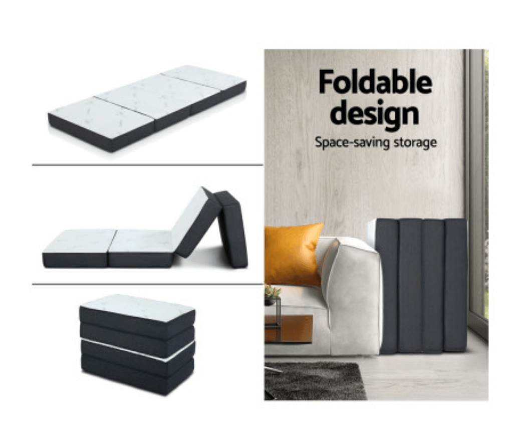 Versatile foldable foam mattress with multi-use design – Perfect for sleeping, lounging, and space-saving storage.