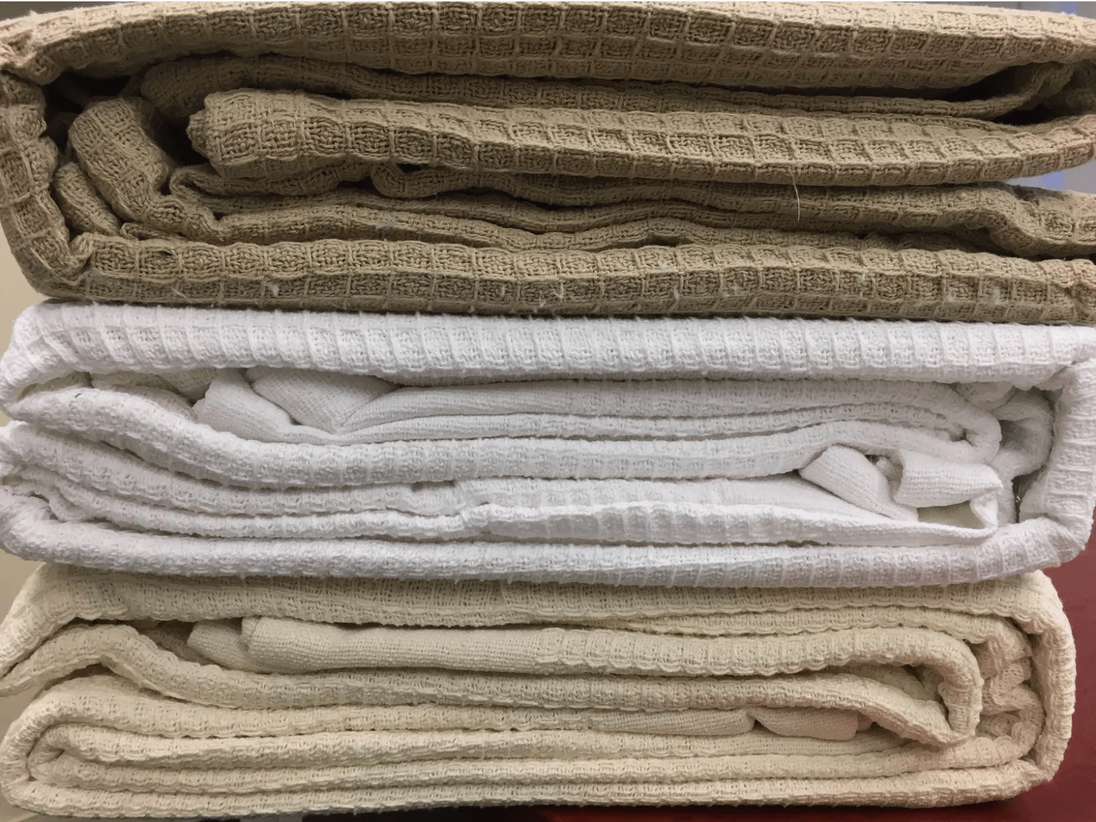 Luxurious cotton waffle blankets neatly folded - Breathable and soft waffle blankets perfect for all-season comfort