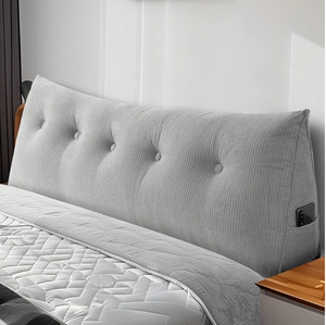 headboard pillow tufted design in light grey