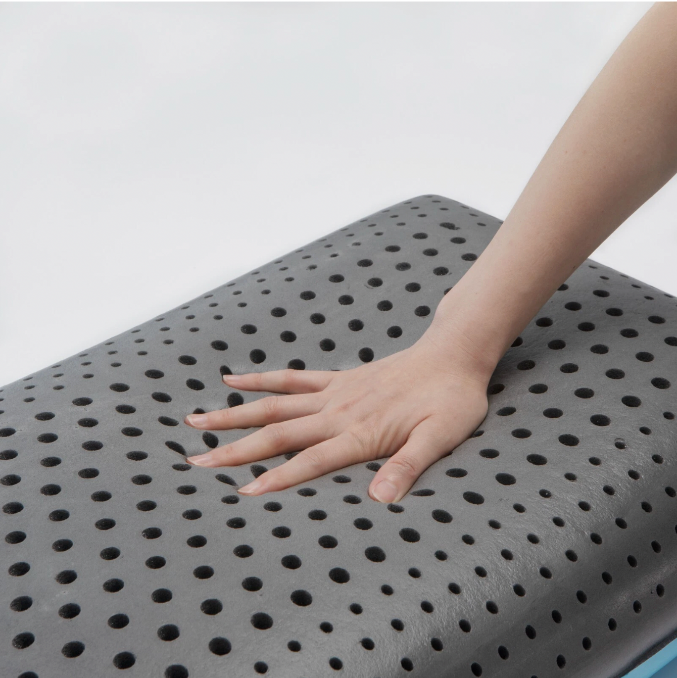 cooling pillow gel surface hand press demonstration