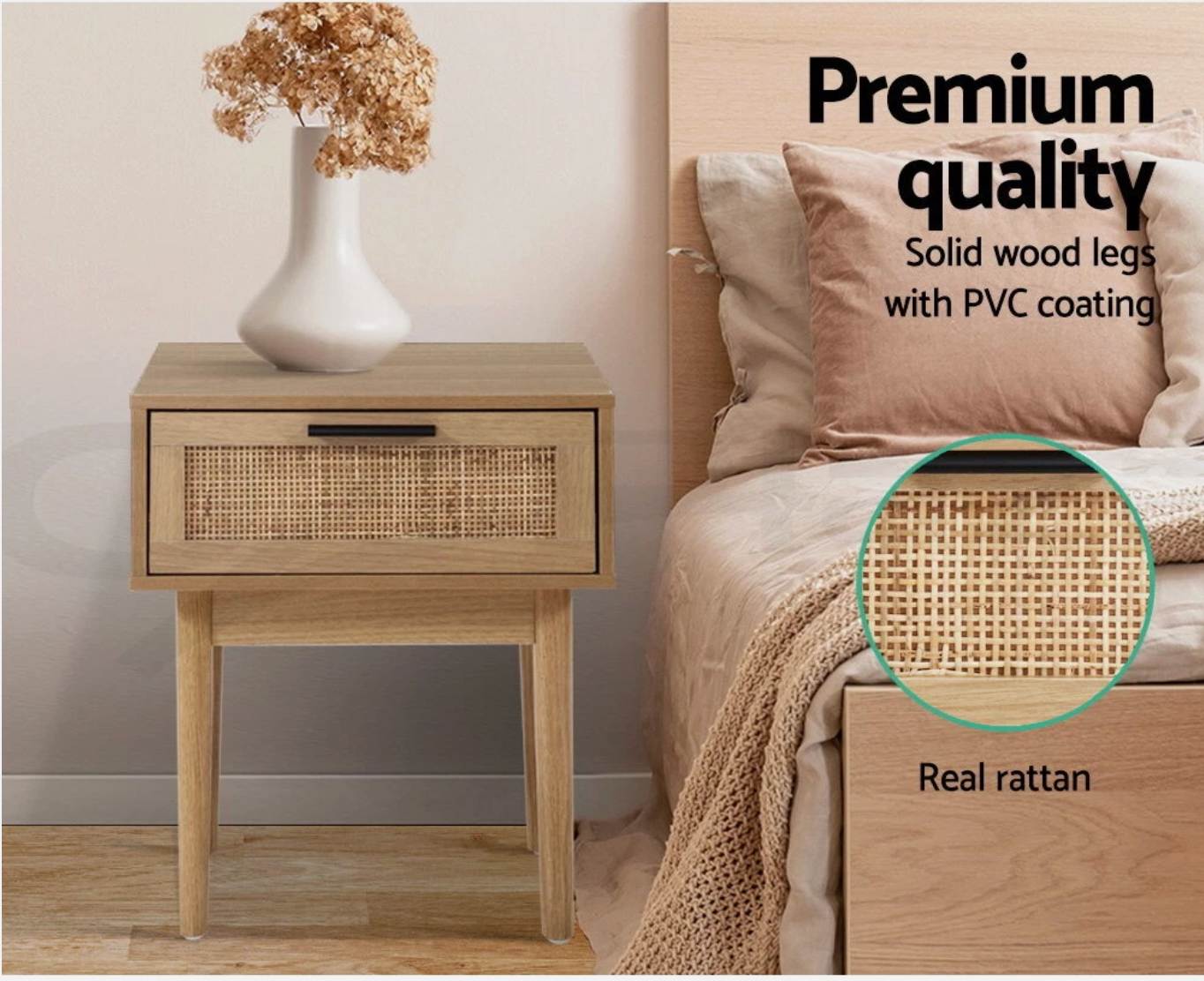Rattan Bedside Table  – Add Natural Style, Maximise Storage Space