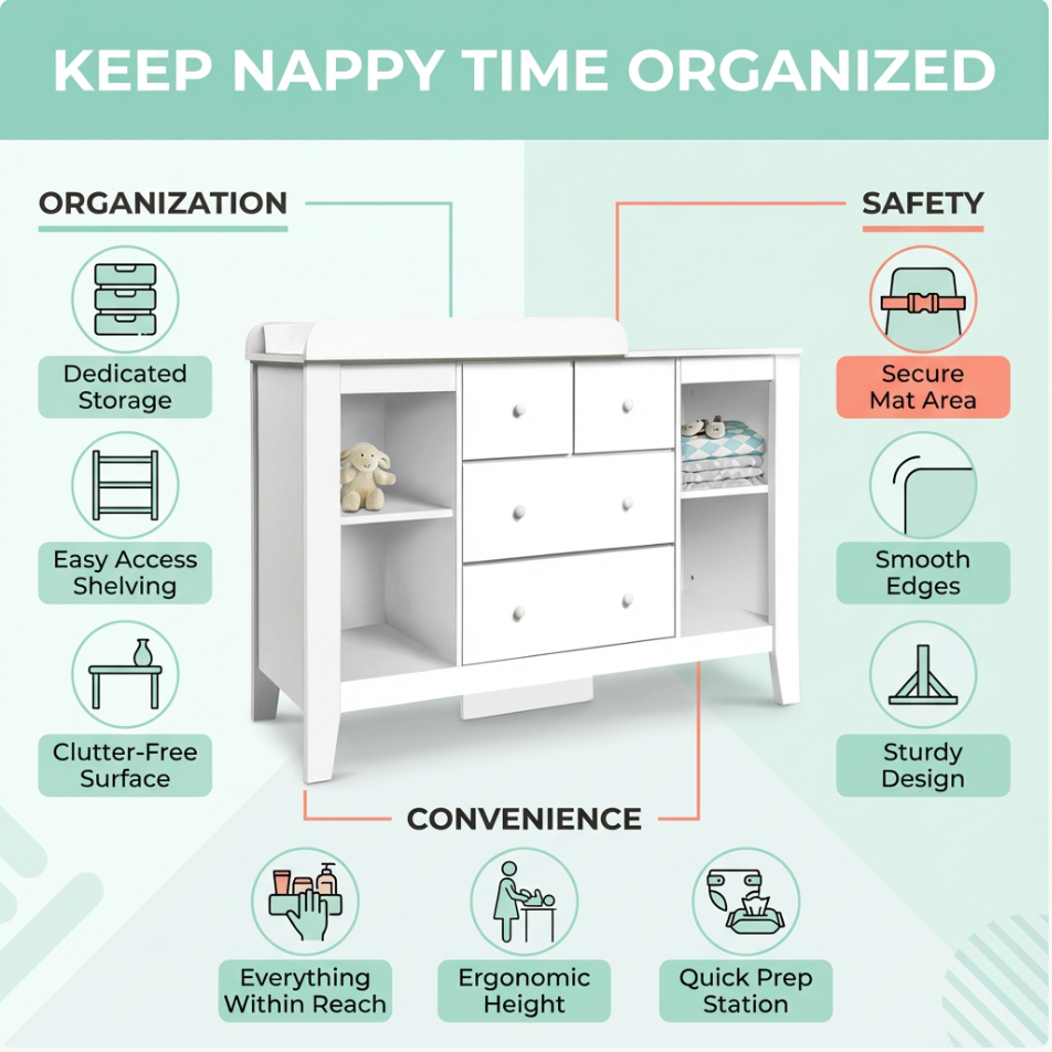 Baby Change Table – Keep Nappy Time Organised, Stress-Free & Safe