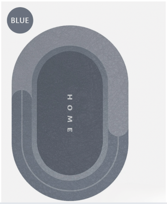 Oval-shaped dark grey bath mat with non-slip base and soft texture