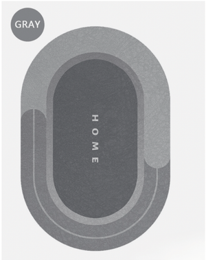 Charcoal black oval bath mat with quick-dry and anti-skid design