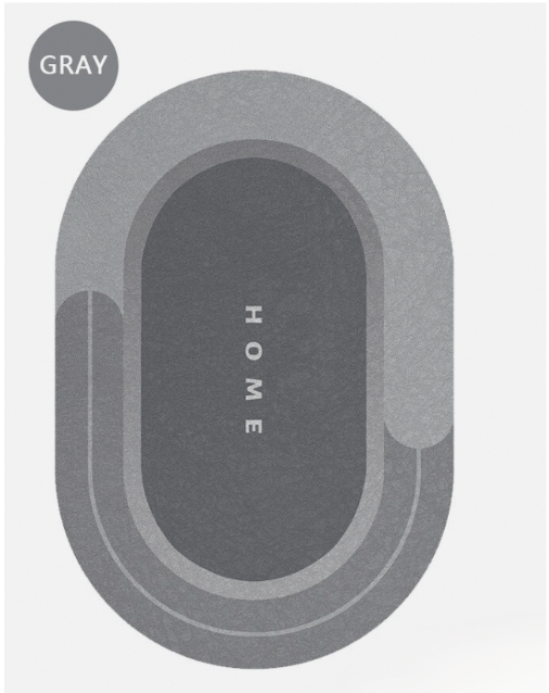 Charcoal black oval bath mat with quick-dry and anti-skid design
