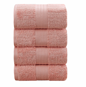 pink towels stacked soft bathroom set