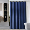 navy blue shower curtain with textured fabric