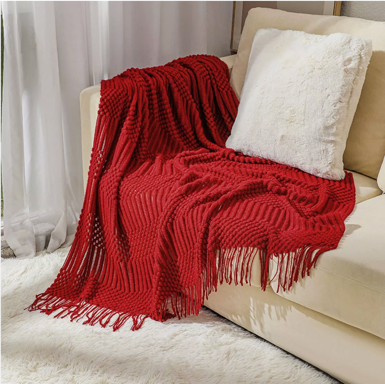 Knitted Throw Blanket – Lightweight Warmth, Instant Cosy Comfort