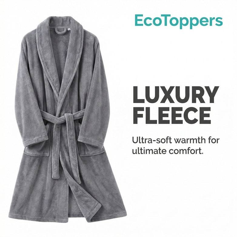 Fleece Dressing Gown – Stay Warm All Night, Unisex Plush Long Robe