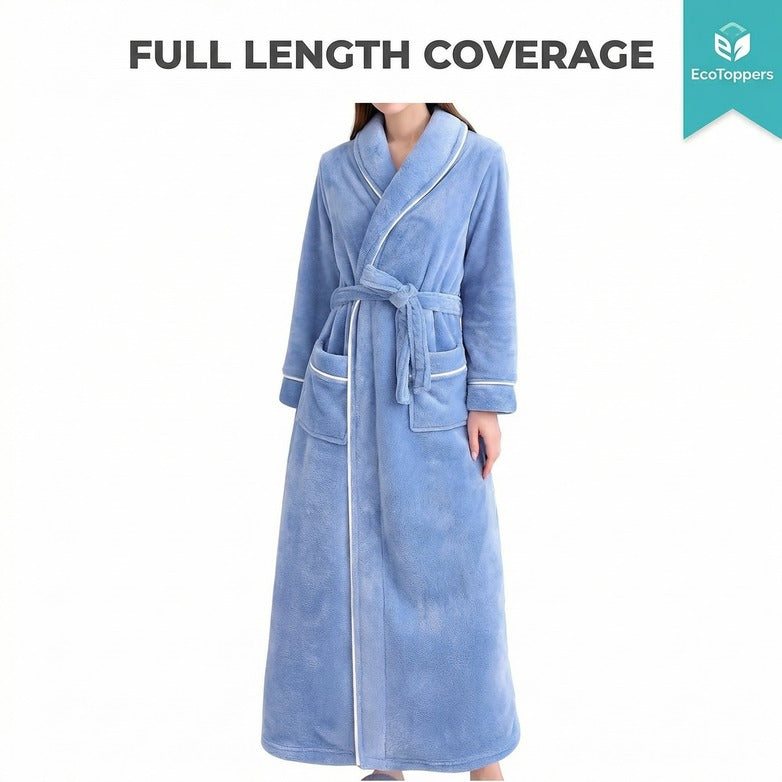 Fleece Dressing Gown – Stay Warm All Night, Unisex Plush Long Robe