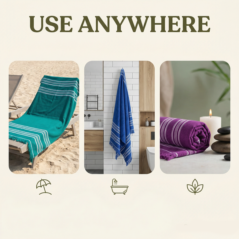 Turkish Beach Towel - Sand Free, Quick Dry & Oversized