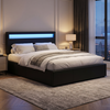 LED Gas Lift Bed - Clear Bedroom Clutter, Customise Ambience Lighting Fast