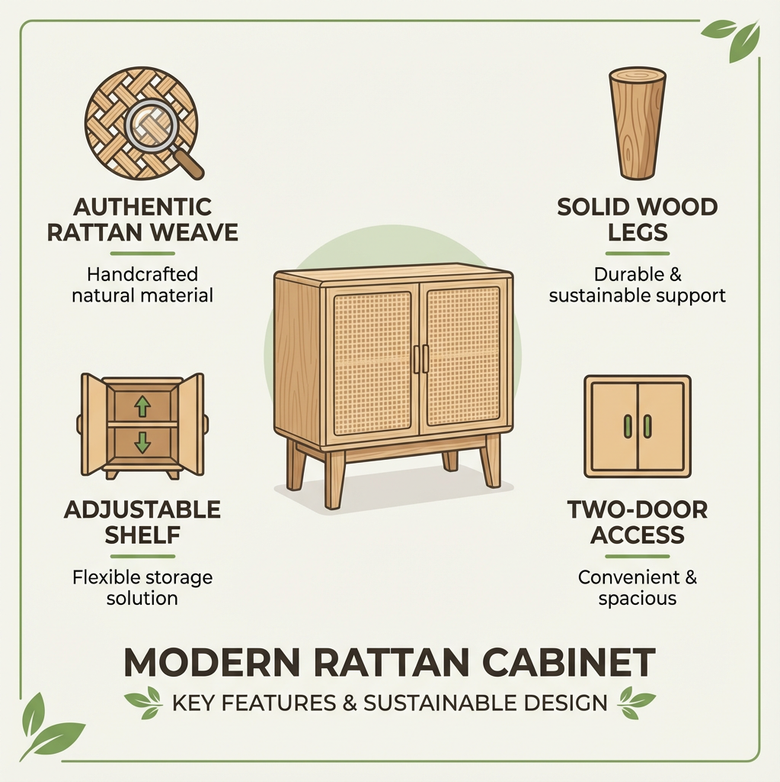 Rattan Cabinet  – Natural Style, Effortless Storage
