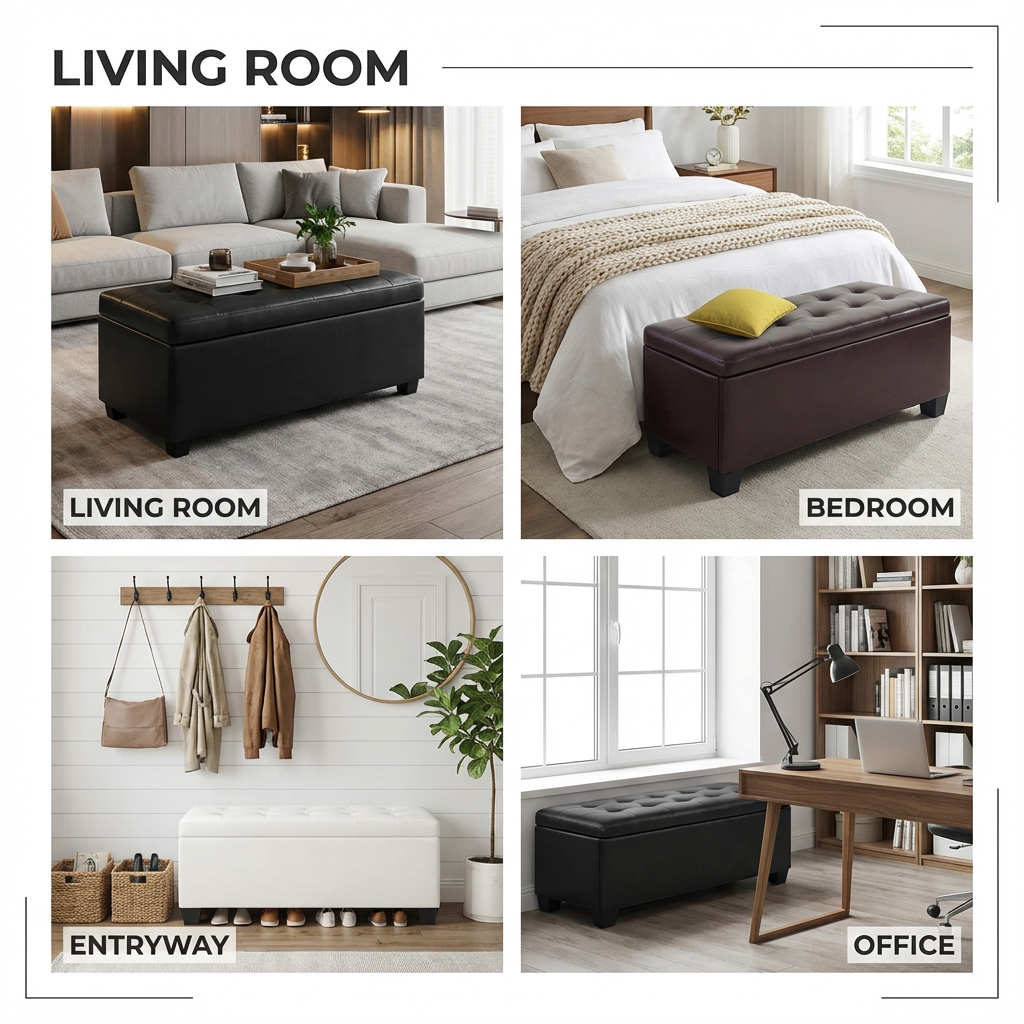 Leather Storage Ottoman – Blanket Box, Declutter Fast, Elevate Your Space